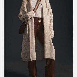 Anthropologie Cream Cable Knit Cardigan Sweater